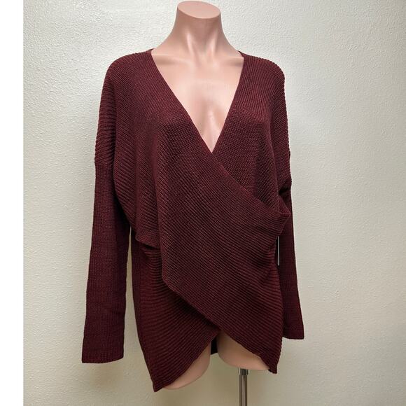 NWT ASTR The Label Stephanie Wrap Sweater Wine Women L - Picture 6 of 14